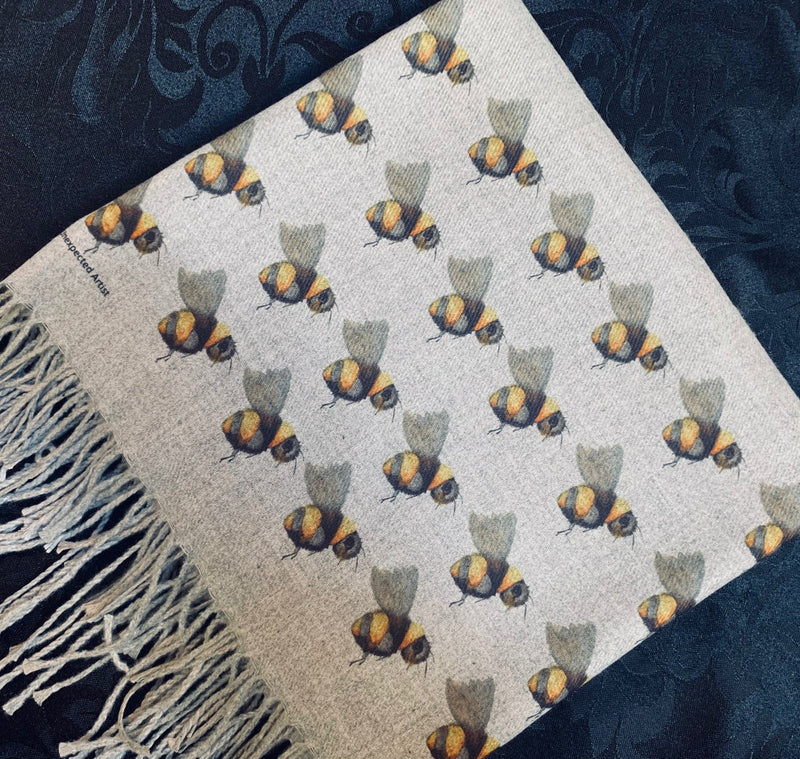 Bees handprinted Cashmere Feel Scarf