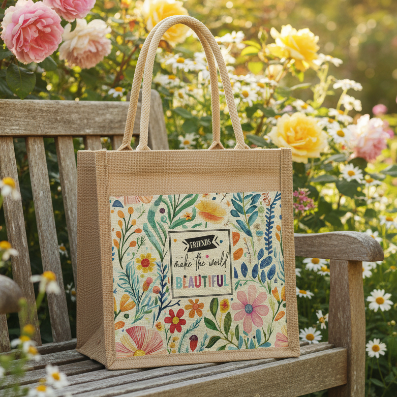 Friends Make The World Beautiful Jute Bag