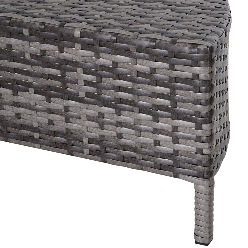 Outsunny 5 Pieces Rattan Garden Furniture Set, 4 Seater Half-Round Garden Sofa Set with Thickened Cushions, Wicker Conservatory Furniture with 4 Chairs, Rattan Coffee Table and Pillows, Grey