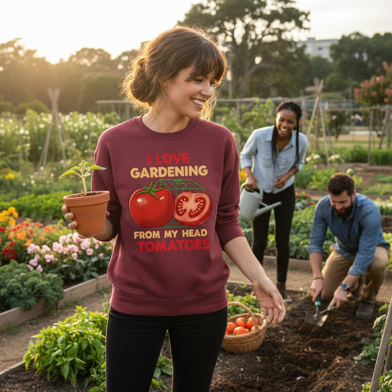 I love gardening from my head tomatoes Sweatshirt