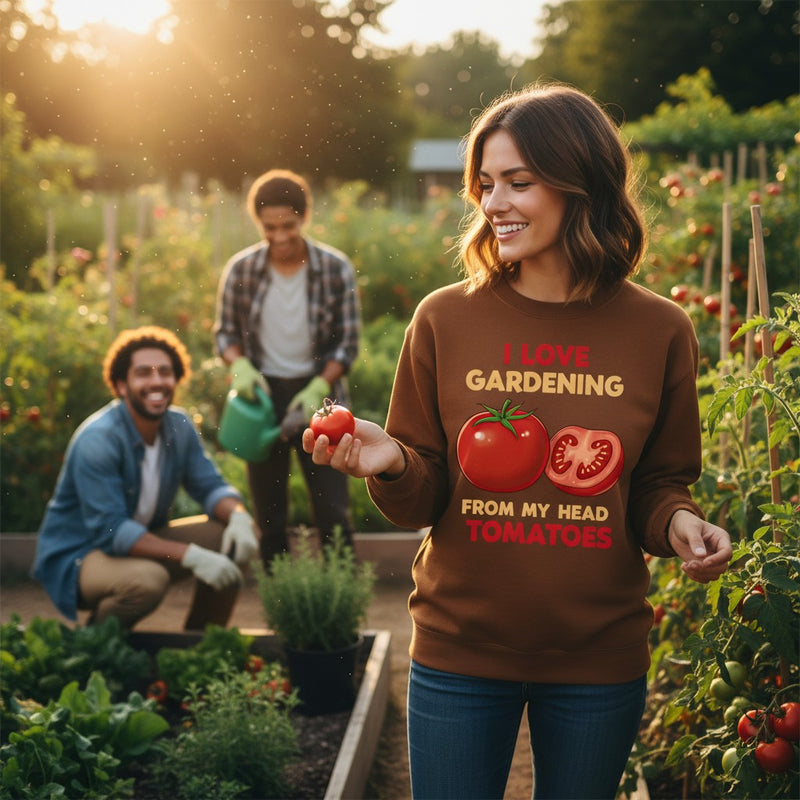 I love gardening from my head tomatoes Sweatshirt