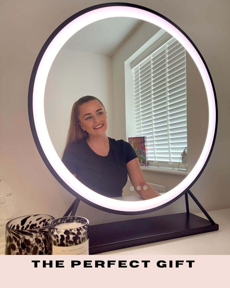 Grace Round Hollywood Mirror Black 60x67cm