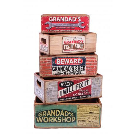 Set Of 5 Grandads Shed Storage Boxes