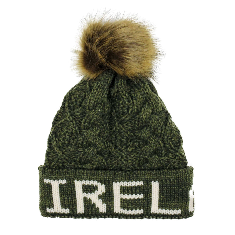 Aran Diamond Cable Ireland Pom Pom Hat