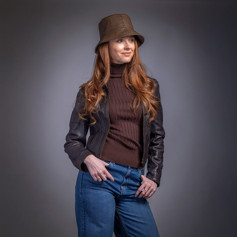 Women's PU Coated Bucket Hat