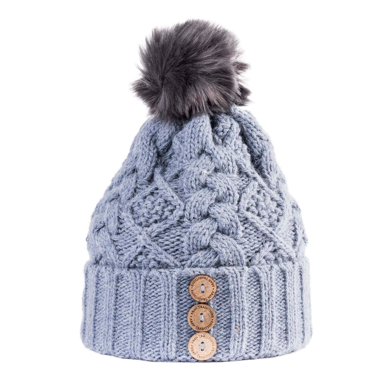 Aran Diamond Cable Button Hat