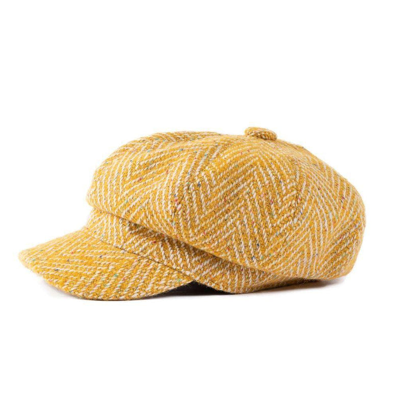 Donegal Yellow Herringbone Baker Boy Cap