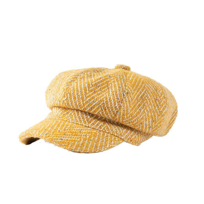 Donegal Yellow Herringbone Baker Boy Cap