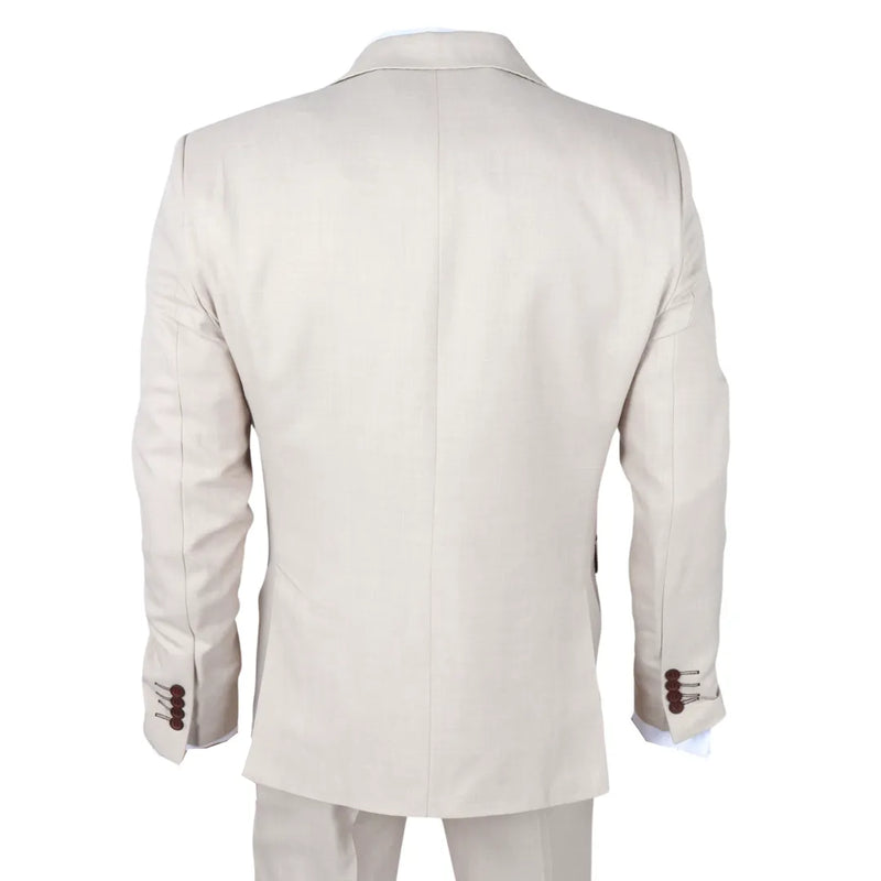 IM04 - Men's Beige 3 Piece Tailored Fit Wedding Suit