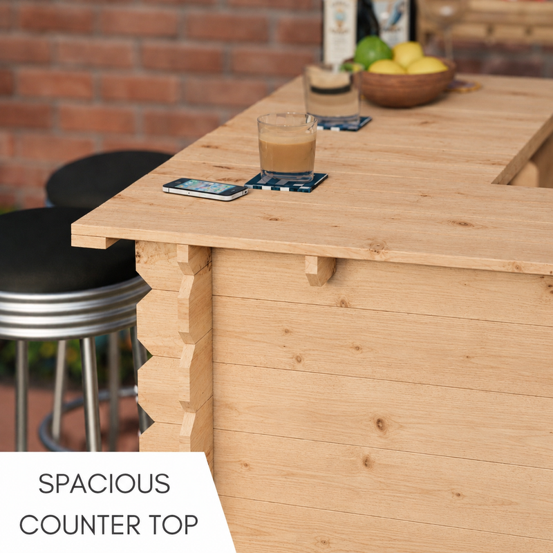 Rustic Wooden Interlock Corner Bar - 110cm High