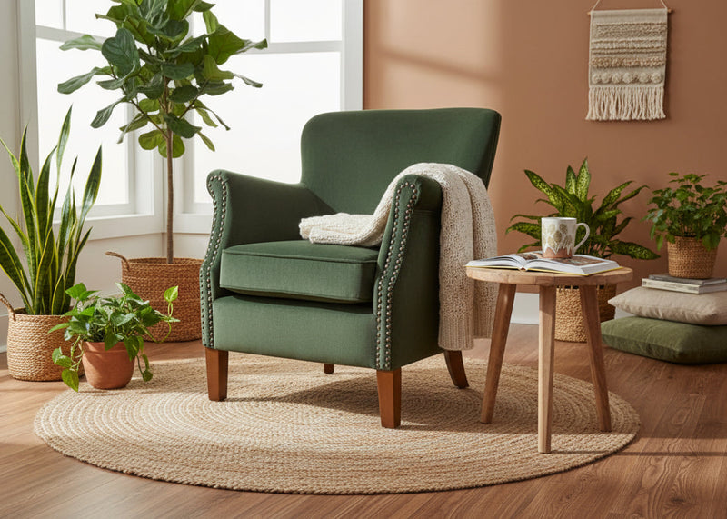 Cromarty Armchair In Velvet Green