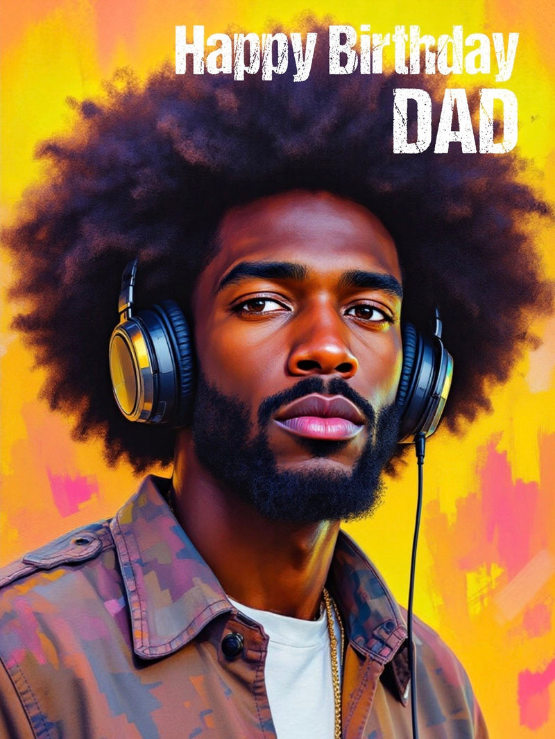 Happy Birthday DAD Afro-Caribbean Art Card 8x6” Greeting Card
