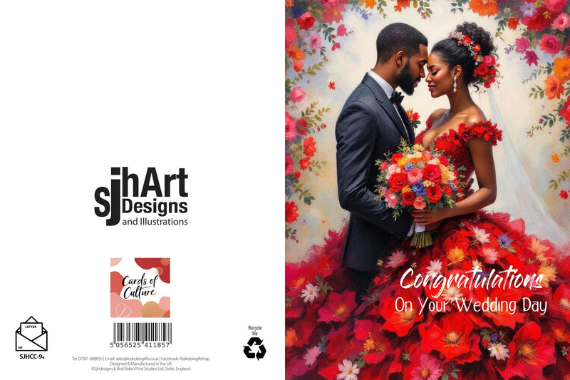 Congratulations on your wedding day Afro-Caribbean Couple 8x6” Greeting Card
