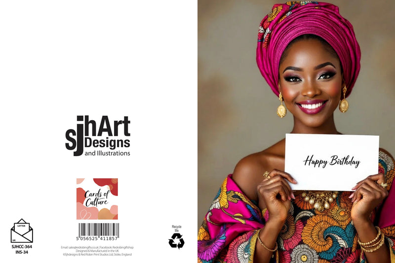 Happy Birthday Afro-Caribbean Female Art Card 8x6” Greeting Card