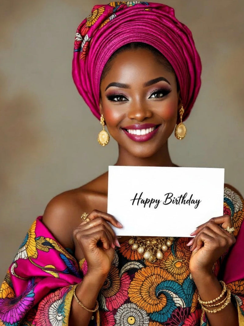 Happy Birthday Afro-Caribbean Female Art Card 8x6” Greeting Card