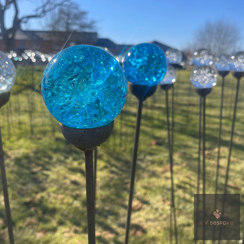 Decorative Glass Finish Metal Garden Stake with a choice of size and style available.