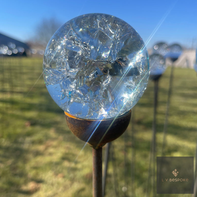 Decorative Glass Finish Metal Garden Stake with a choice of size and style available.
