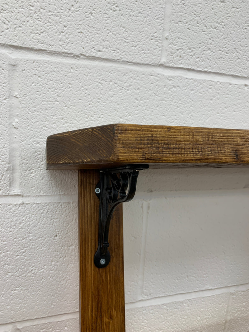 Rustic Railway Shelf with Hooks