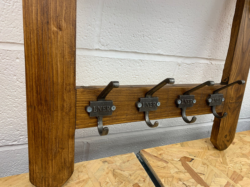 Rustic Railway Shelf with Hooks