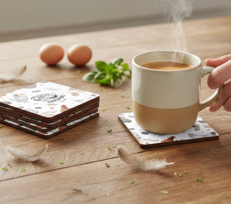 Set of 4 Life Is Better With Chicken Coasters