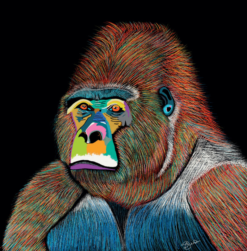 Silver The Gorilla Fine Art Framed Print