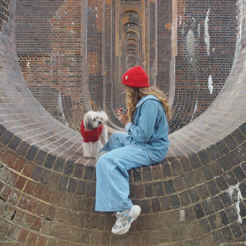 Cherry Red British Wool Beanie Hat