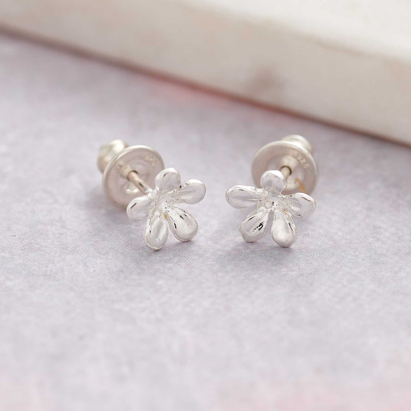 Jasmine Flower Silver Stud Earrings