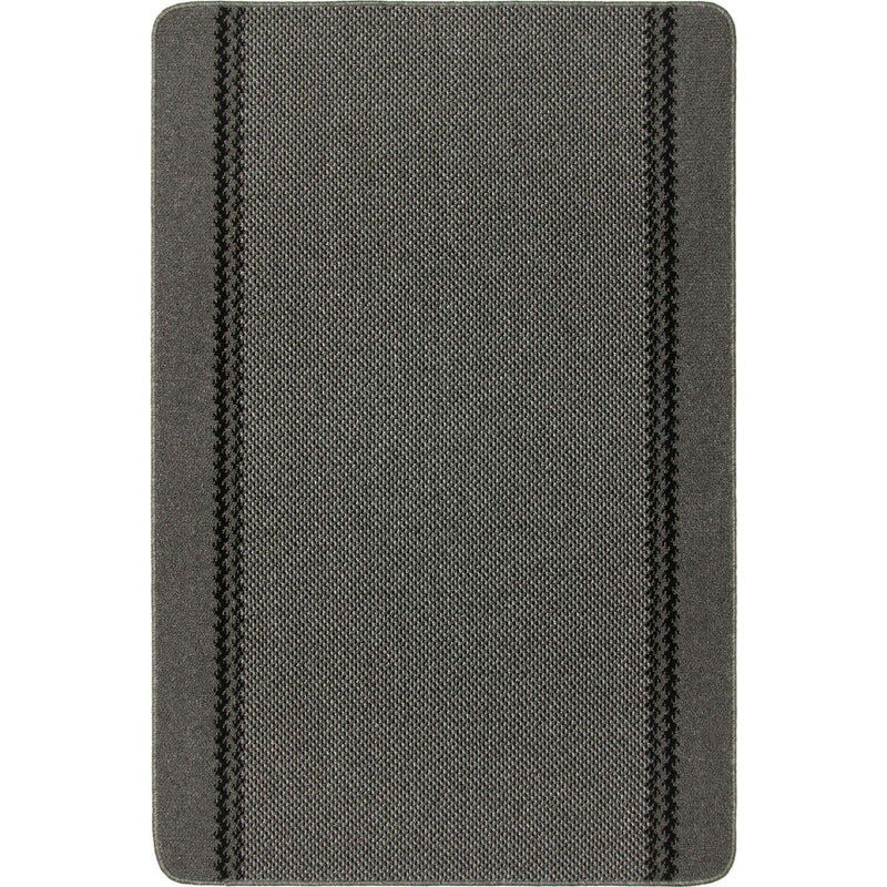Washable Bordered Dark Grey Rug | 116D