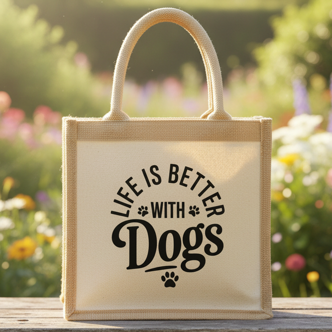 Life Is Better With Dogs Jute Bag