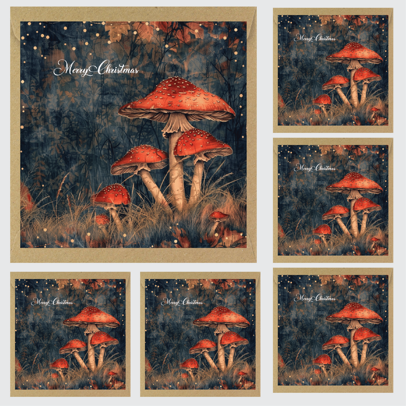 Magical Mushrooms Set of 6 Christmas Cards