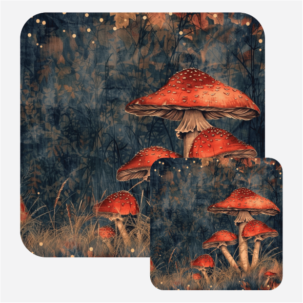 Magical Mushrooms Set of 4 Table Mats and Matching Coasters