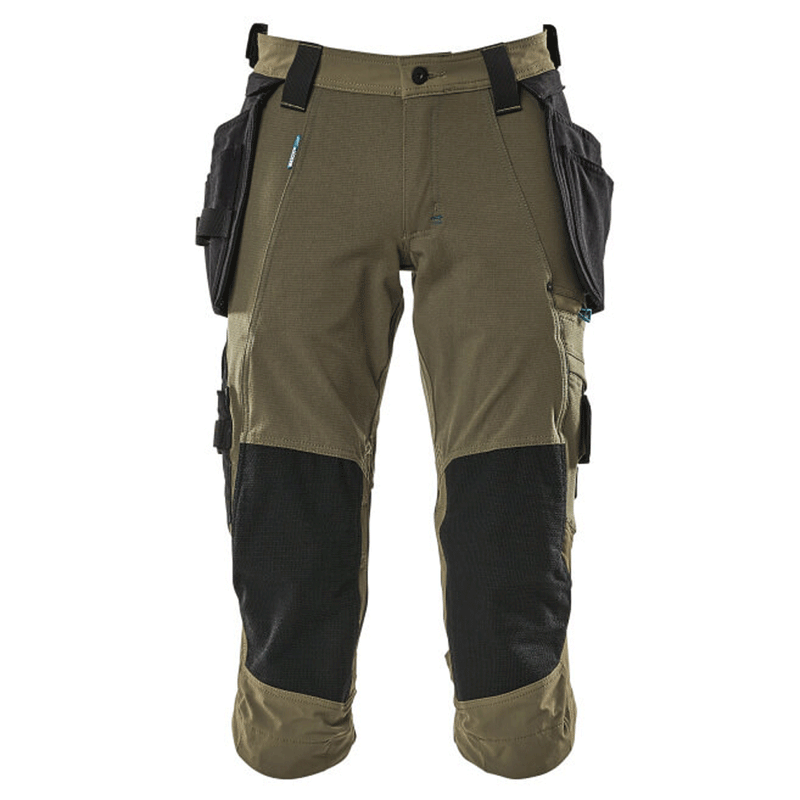 Mascot Advanced 17049 Water-Repellent Knee Pad Holster Pocket Stretch Pirate Trousers Green