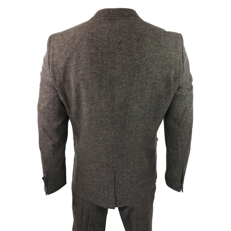 STZ31A - Men's Wool 3 Piece Suit Double Breast Waistcoat Tweed Blinders Classic 1920s Oak