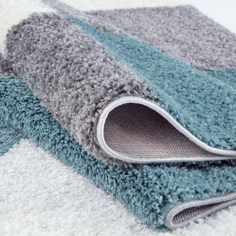 Myshaggy Geometric Duck Egg Blue Rug