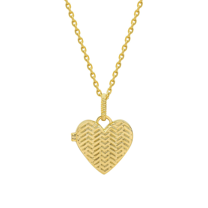 Laura Ashley Silver Picnic Basket Weave Heart Locket Necklace