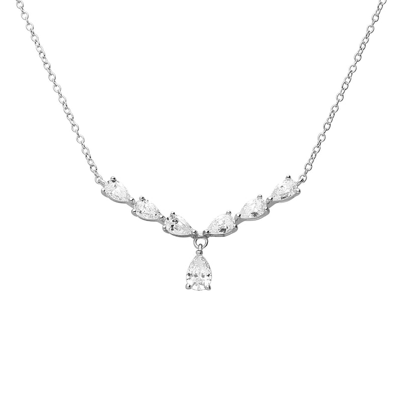 Diamonfire Statement Teardrop Zirconia Necklace