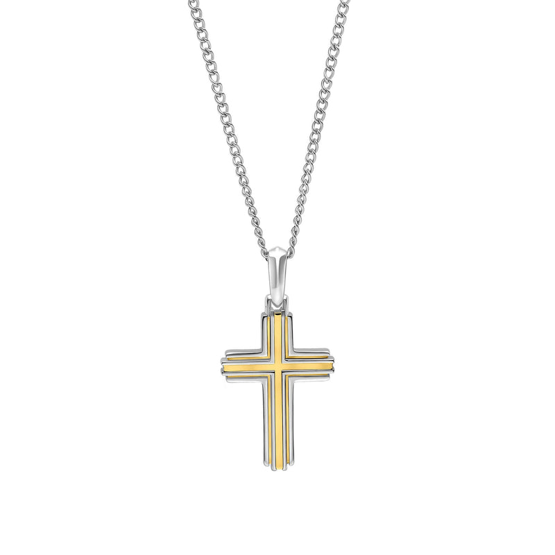 Fred Bennett Two Tone Stainless Steel Cross Necklace