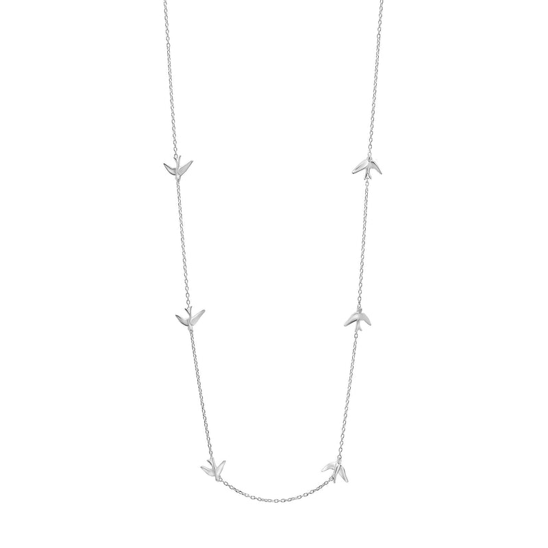 Laura Ashley Silver Blue Birds Station Necklace