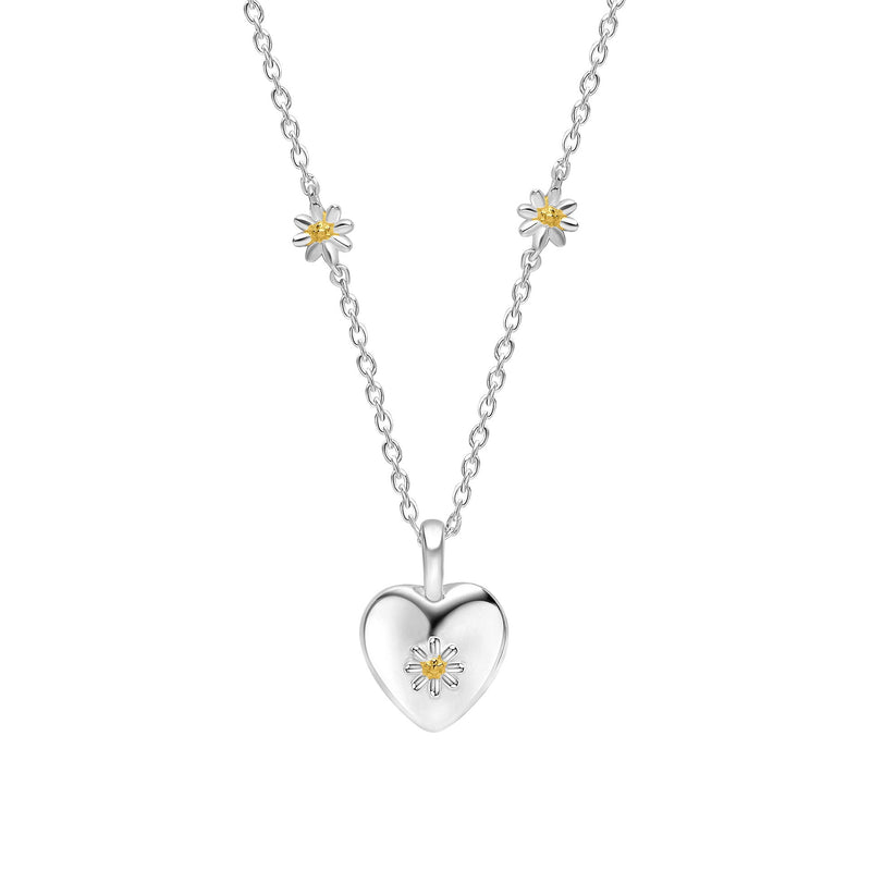 Laura Ashley Silver Kids Everingham Meadow Daisy Heart Necklace