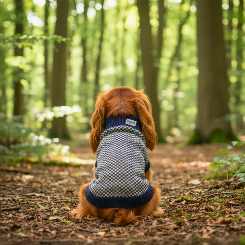 Navy Dog Jumper In Merino Lambswool