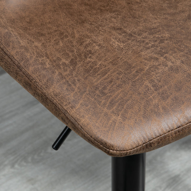 HOMCOM Bar Stools Set of 2, Swivel Counter Height Barstools with Back, Adjustable Bar Chairs, Breakfast Dining Stools for Kitchen Island Counter with Adjustable Steel Footrest & Base, Brown