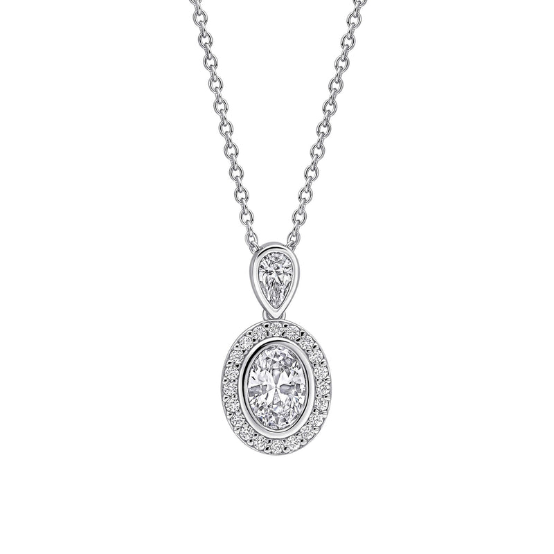Diamonfire Halo Double Drop Pendant
