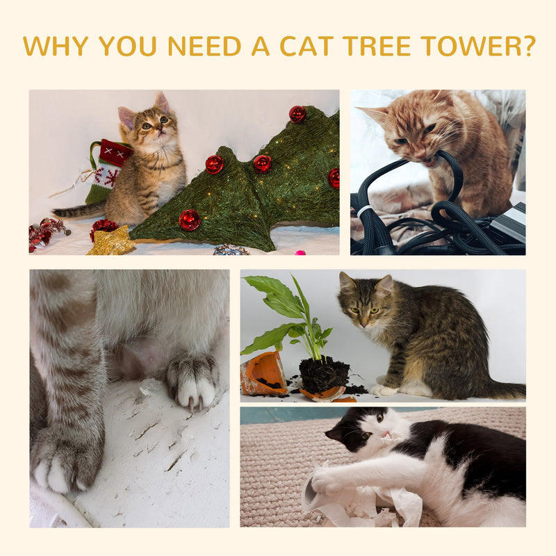 PawHut Floor to Ceiling Cat Tree for Indoor Cats 5-Tier Kitty Tower Climbing Activity Center Scratching Post Adjustable Height 230-260 cm Grey