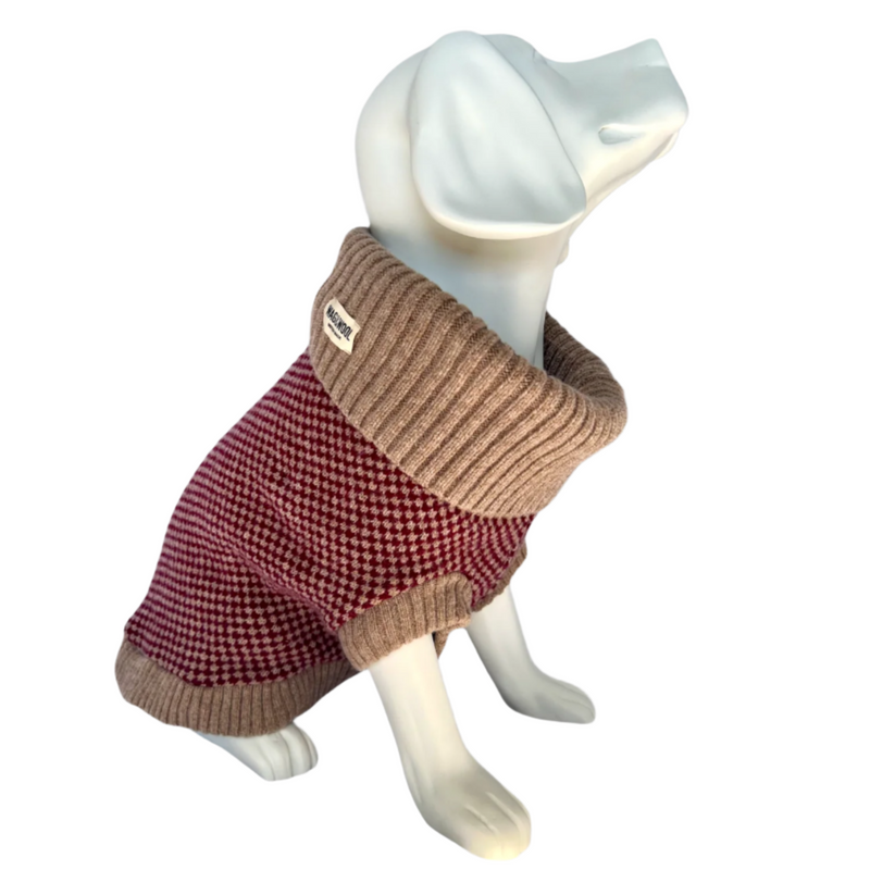 Burgundy Merino Lambswool Dog Jumper