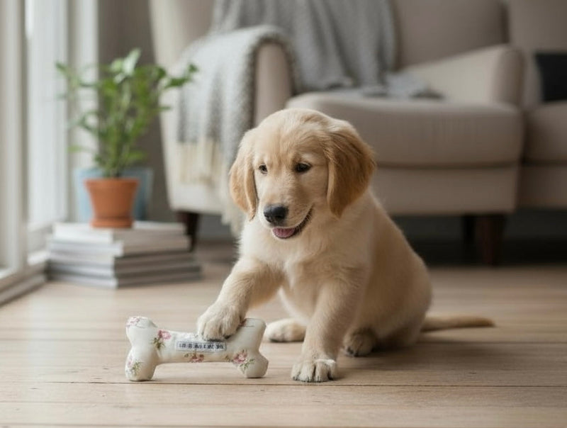 Handcrafted Toy Squeaky Dog Bone - choice of fabrics
