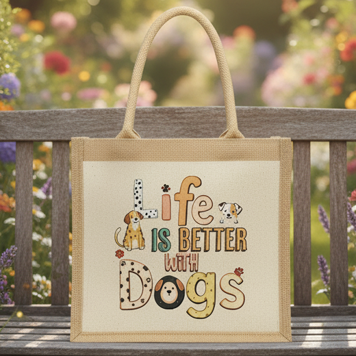 Life Is Better With Dogs Jute Bag