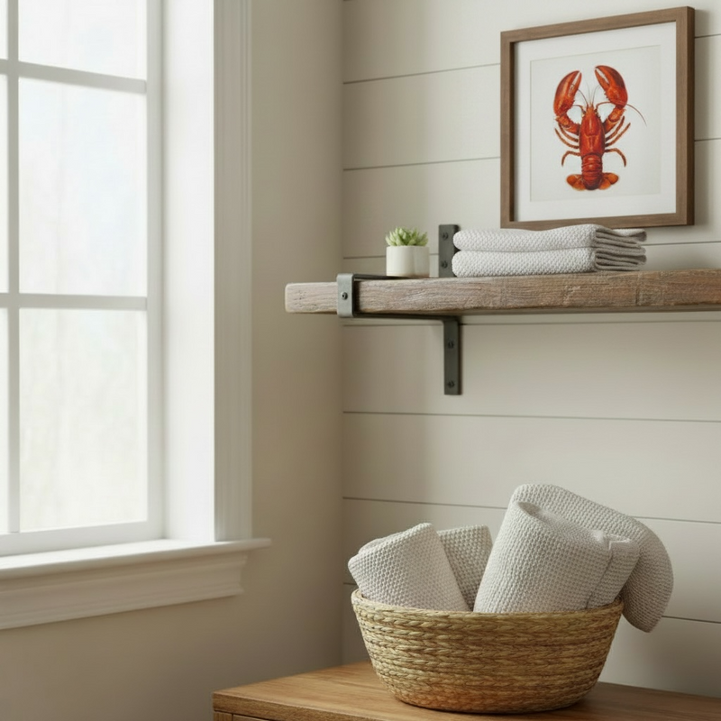Rustic Industrial Scaffold Shelving And Cast Iron Arms Set