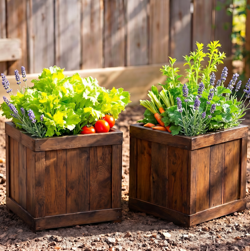 British Larch Square Planters