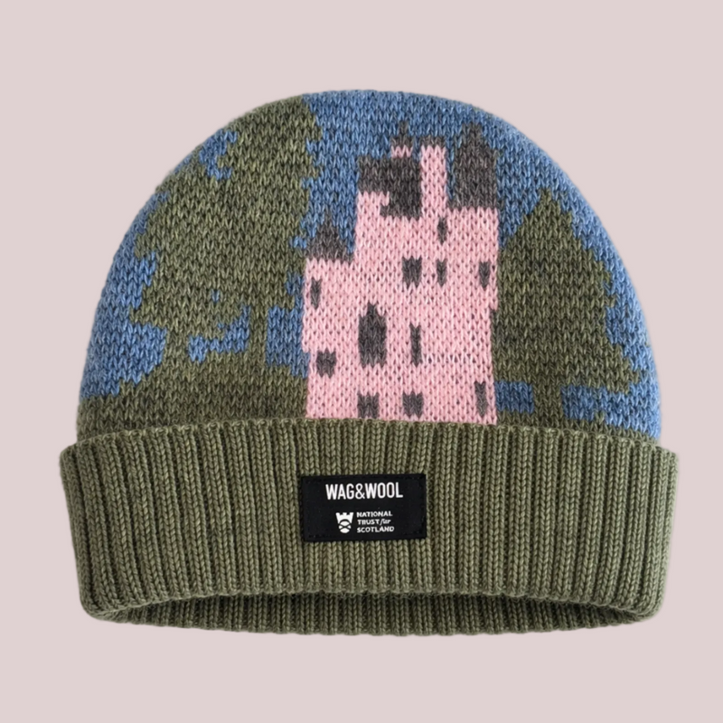 Pink Castle Beanie Hat in British Wool