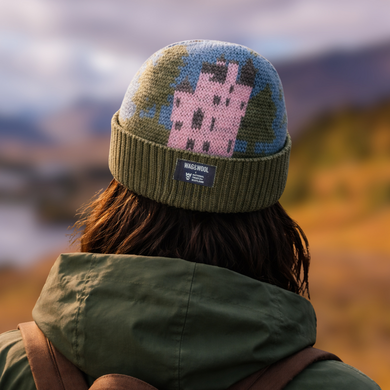 Pink Castle Beanie Hat in British Wool